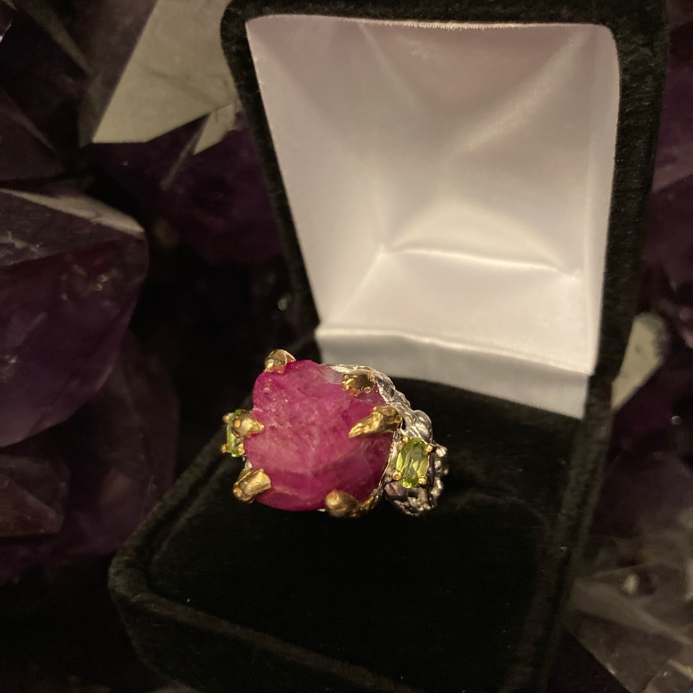Awe Inspiring Genuine Raw Uncut Genuine Ruby Ring - Picture 2 of 5